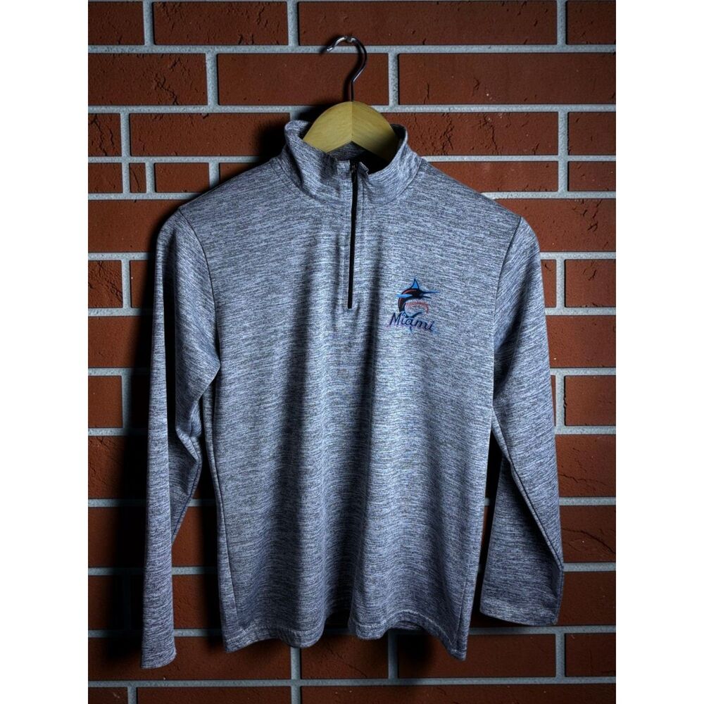 Miami Marlins UHealth Sports Medicine 1/4 Zip Pullover Youth XL Gray